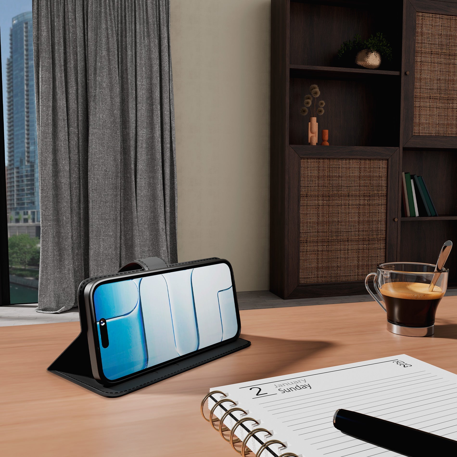 Custodia Wallet Stand per iPhone 17
